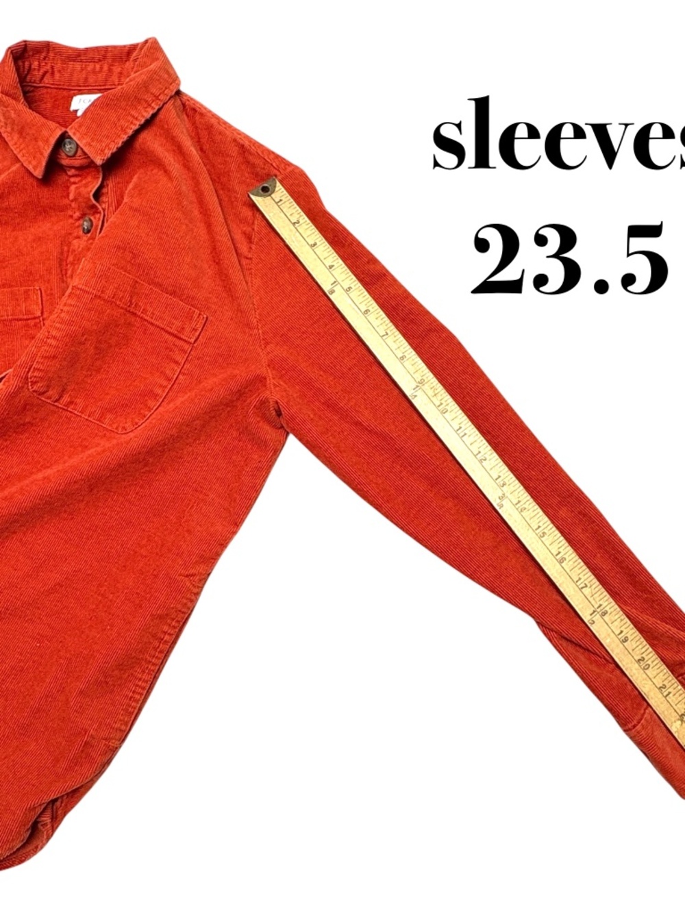 J. CREW Orange Corduroy Shirt Jacket M Cotton Button Front Overshirt Pockets - Picture 14 of 15